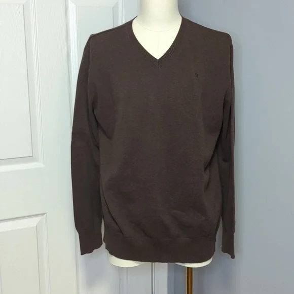 Hurley Brown V-Neck Cotton Pullover Sweater - Picture 2 of 13